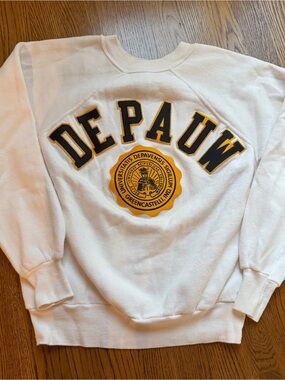 Vintage DePauw University White Creneck Sweatshirt